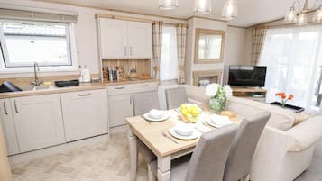 Fridge, dishwasher, electric kettle, toaster