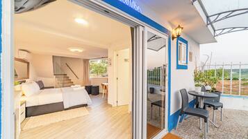 Estúdio premium, terraço (11) | 1 quarto, roupas de cama premium