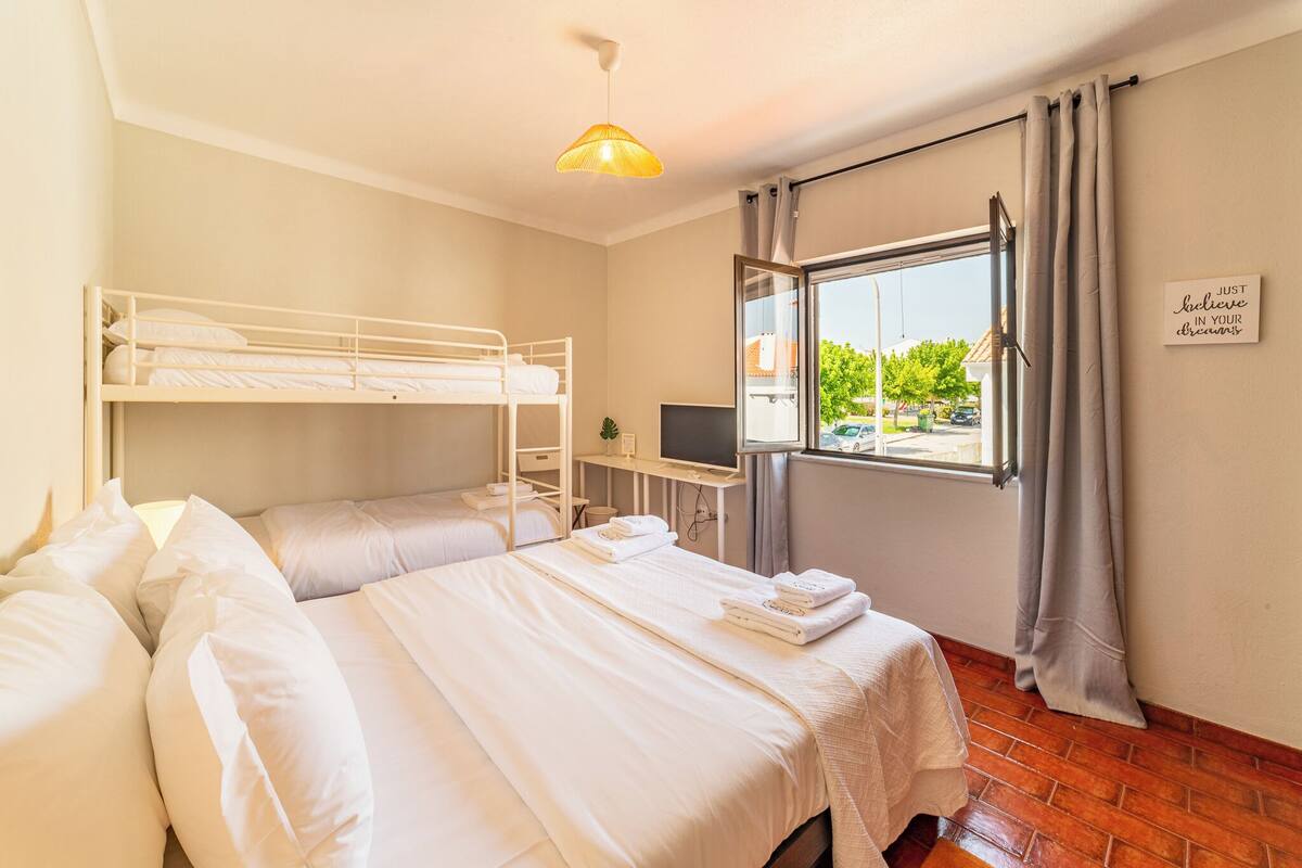 Premium bedding, memory foam beds, WiFi (free), bed sheets
