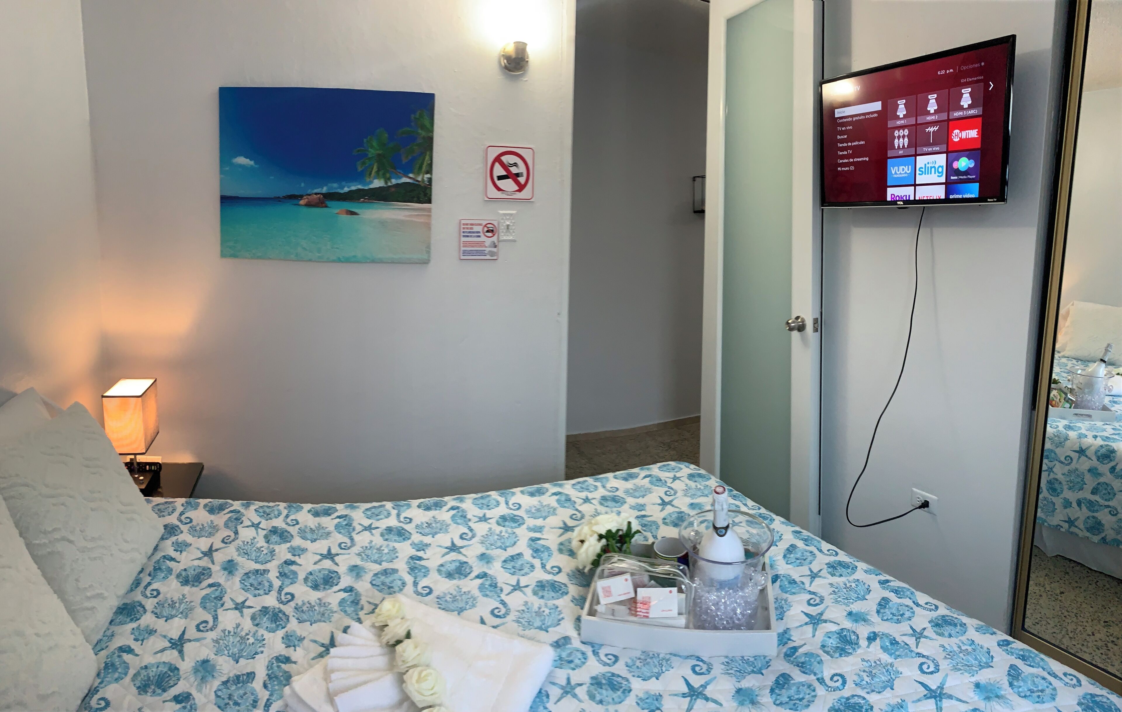 2 habitaciones, tabla de planchar con plancha, cuna de viaje y wifi 