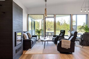 Télévision, cheminée, table de tennis de table