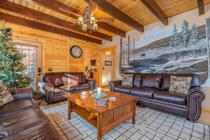 House, 5 Bedrooms, Hot Tub, Mountain View | Living area | TV, fireplace