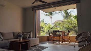 Premium Studio | Living area | 43-inch Smart TV with satellite channels