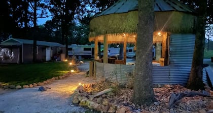 New modern cabin on a beautiful shaded property across from Honey Creek Bridge.