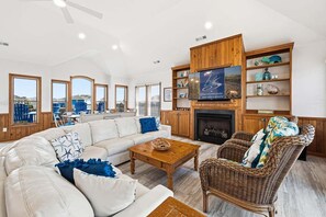 TV - Our Lighthouse | 1,068 ft. to the Beach | Private Pool, Hot Tub | Corolla (Corolla)