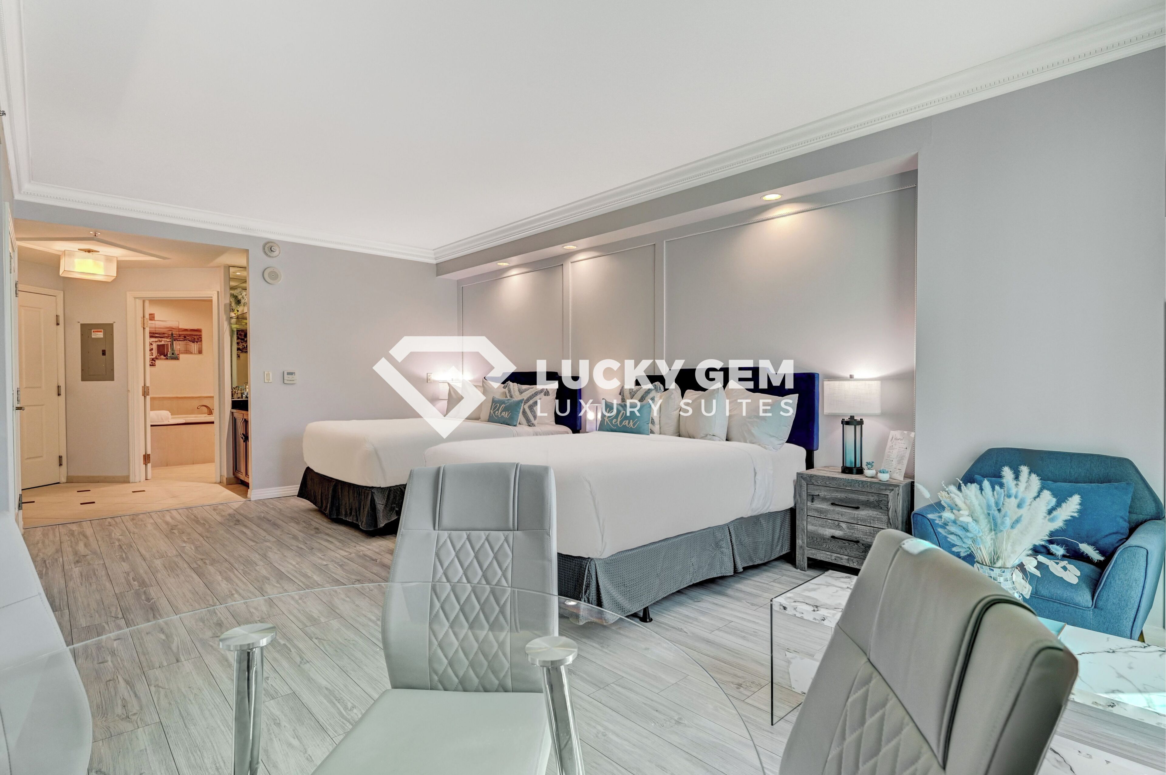 Luxury Suite, 2 Queen Beds, City View | Egyptian cotton sheets, premium bedding, down comforters, pillowtop beds