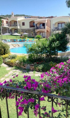Un hôtel doté d’une piscine, d’un espace extérieur aménagé et d’un jardin où poussent des bougainvilliers.
