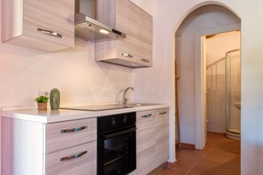 Fridge, oven, stovetop, cookware/dishes/utensils