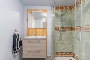 Shower, hair dryer - Spacious 44 m² Apartment in Village Center - No. 2 (Charleval)