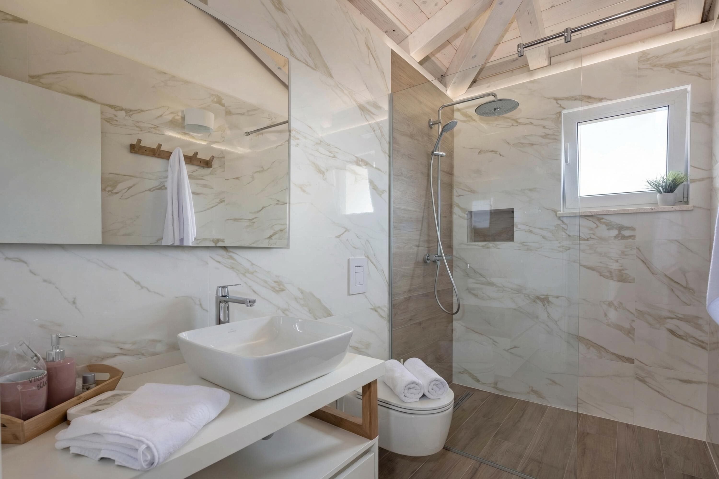 Family Villa, Multiple Bedrooms, Refrigerator & Microwave (Luxury Villa Dana Indoor Pool and) | Bathroom | Shower, hair dryer, bidet, towels