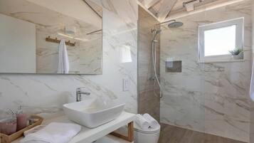 Family Villa, Multiple Bedrooms, Refrigerator & Microwave (Luxury Villa Dana Indoor Pool and) | Bathroom | Shower, hair dryer, bidet, towels