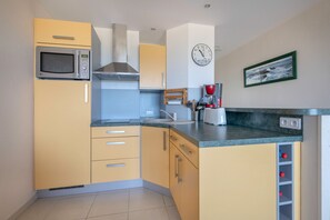 Fridge, microwave, oven, electric kettle