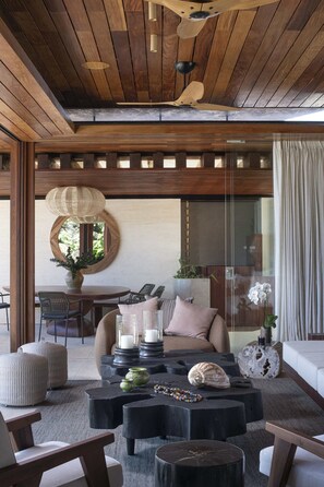 Smart TV, fireplace, video games, DVD player