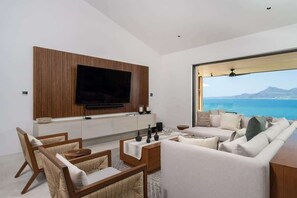 Smart TV, DVD player, foosball, stereo