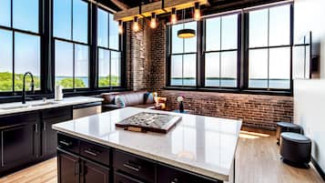 Exclusive Room, 2 Bedrooms, Lake View | Private kitchen | Full-sized fridge, microwave, oven, stovetop