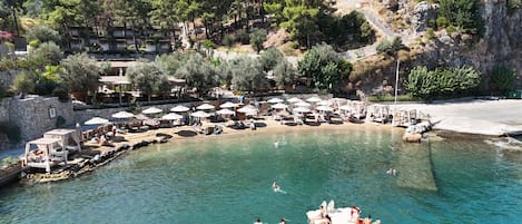 Private beach, rowing