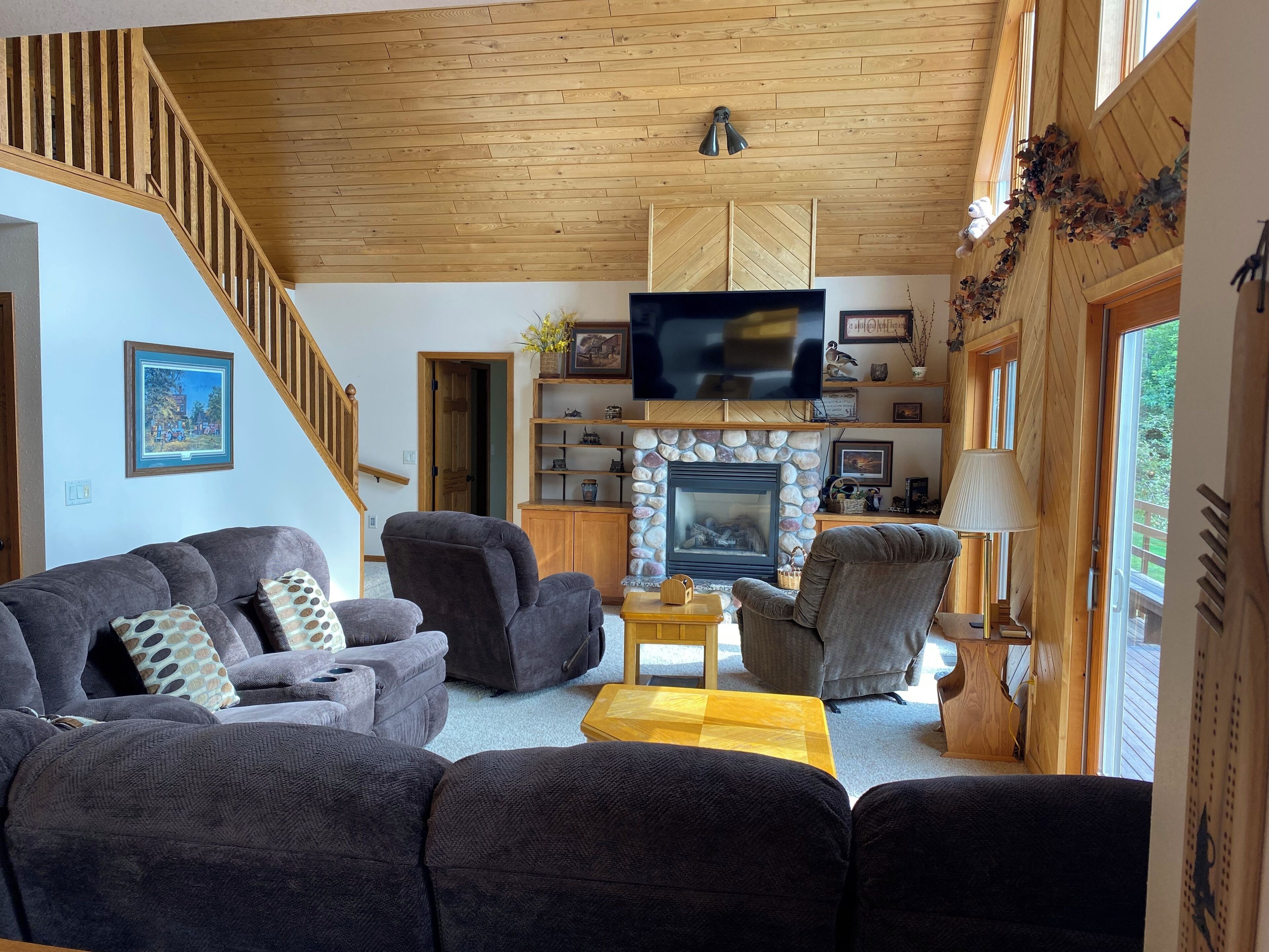 Smart TV, chimenea y reproductor de DVD 