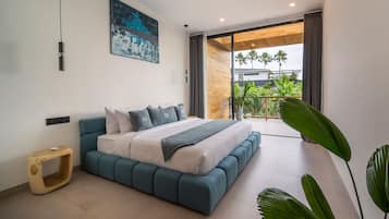 Deluxe-Villa, 3 Schlafzimmer, Nichtraucher, Poolblick | Bettwäsche aus ägyptischer Baumwolle, hochwertige Bettwaren