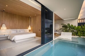 Deluxe-Villa, 1 Schlafzimmer, Poolblick | 1 Schlafzimmer, Zimmersafe, individuell dekoriert