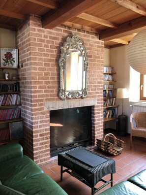 Fernseher, Kamin, DVD-Player