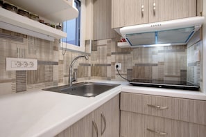 Kühlschrank, Mikrowelle, Ofen, Herdplatte