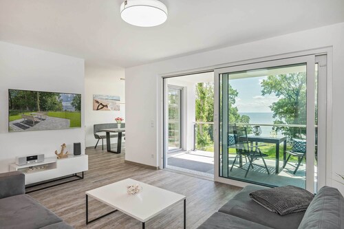 Moderne Ferienwohnung auf Usedom am Stettiner Haff mit Garten und Balkon