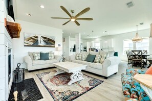 TV, fireplace, offices