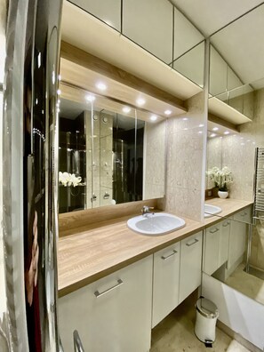 Shower, hair dryer
