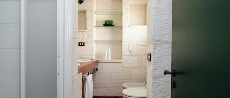 Douche, séchoir à cheveux, bidet, serviettes fournies