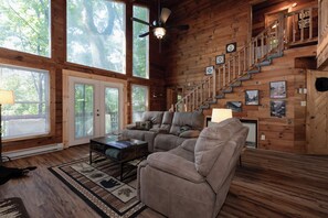 Smart TV, fireplace, DVD player, video library