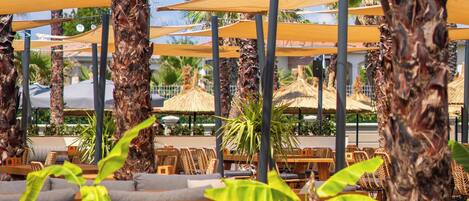 Private beach, free beach shuttle, free beach cabanas, sun loungers