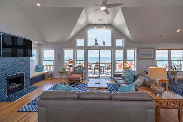 Smart TV, DVD player, foosball, books