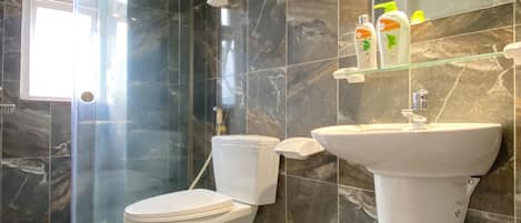 Dusche, Haartrockner, Bidet, Handtücher