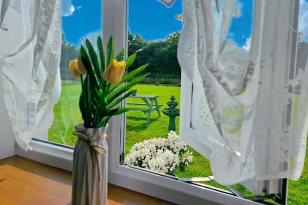 Habitación con 2 camas individuales, baño privado, vistas al jardín | Jardín