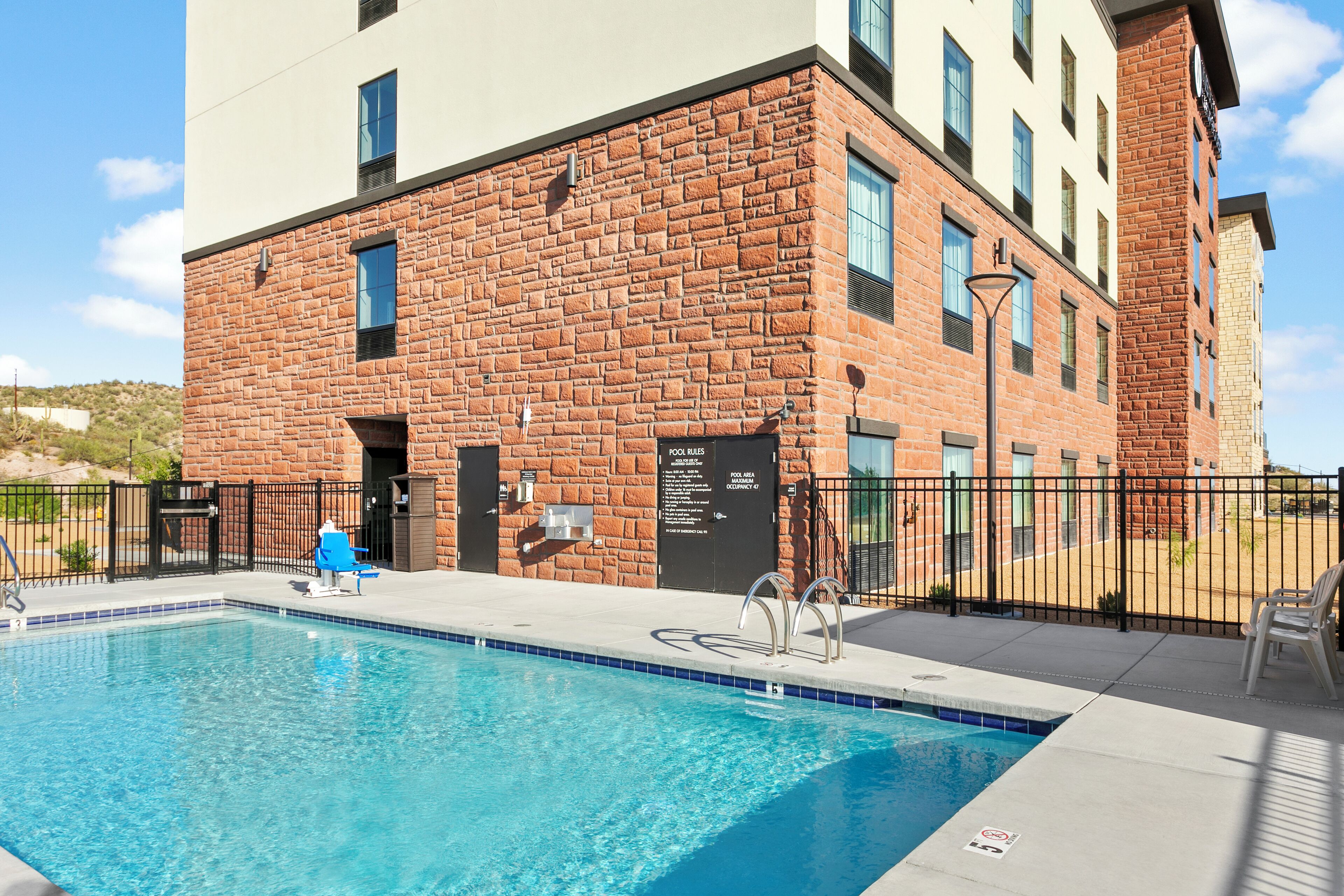 Outdoor pool, pool loungers