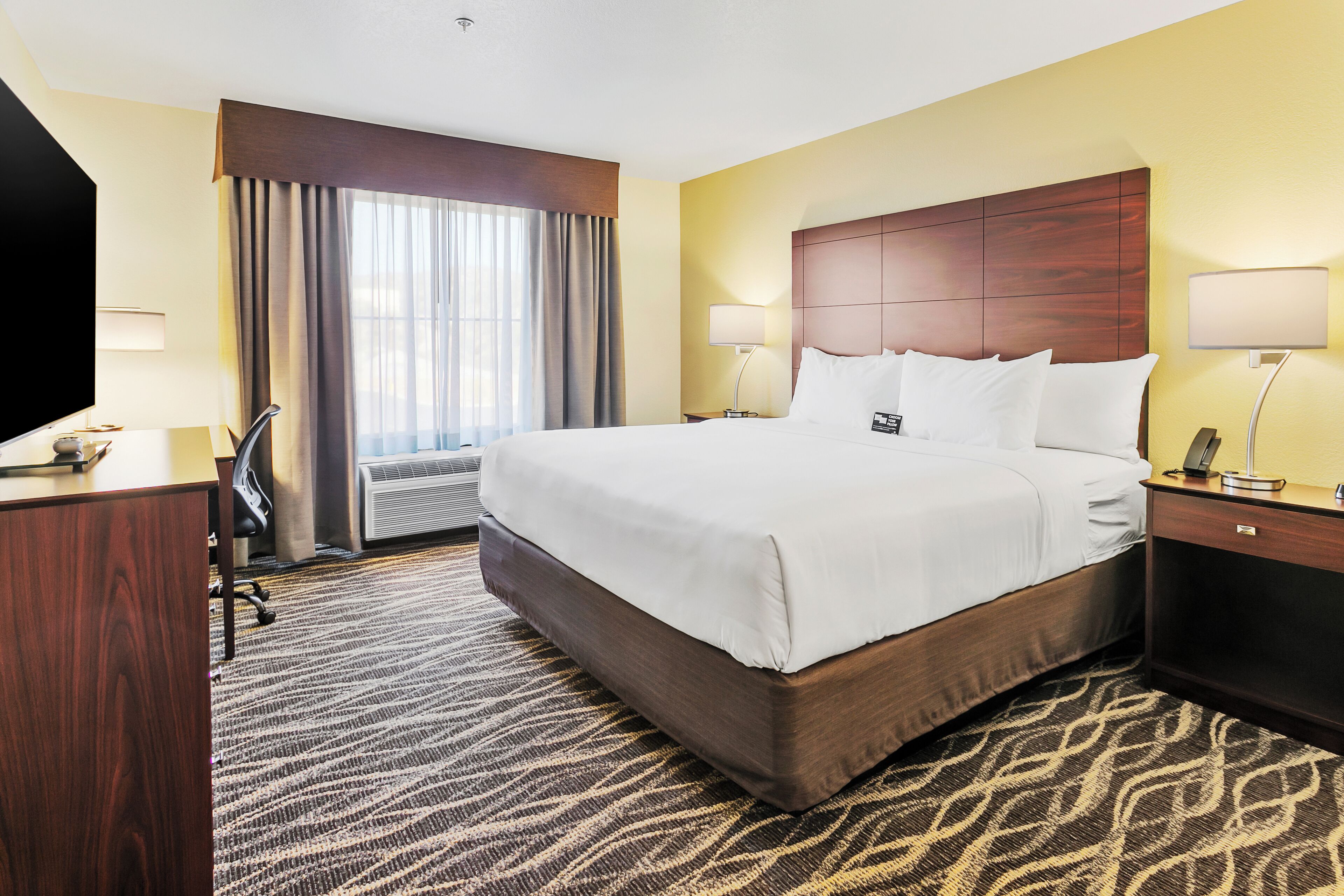 Premium bedding, pillowtop beds, desk, iron/ironing board