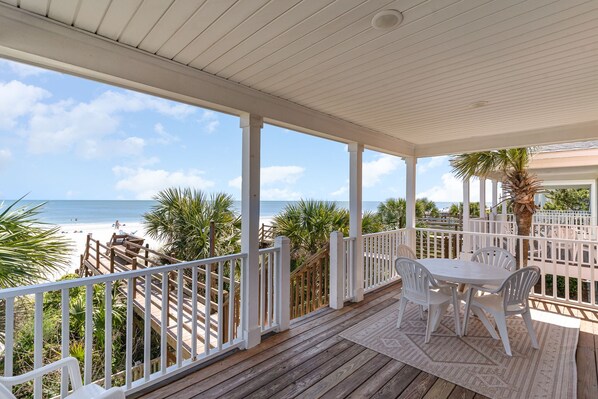 Outdoor dining - NEW LISTING: 4 BR Oceanfront Home with Private walkway to beach and Pool! 311B (Surfside Beach)