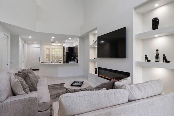 Smart TV, fireplace, video games