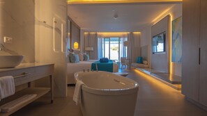 Swim Out Princess Junior Suite | Safe på rommet, strykejern/-brett, wi-fi (inkludert) og sengetøy