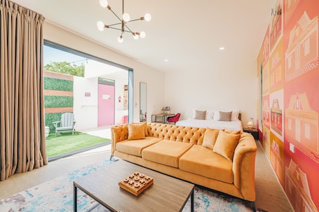 Memory foam beds, in-room safe, desk, laptop workspace. Privada Stays - Private Pools & Colorful-Chic Boutique Hotel