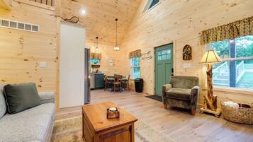 TV, fireplace, DVD player, books