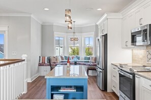 Fridge, microwave, oven, stovetop - Carlton at Holden Beach, with Private Pool, Elevator, and beach access (Supply)