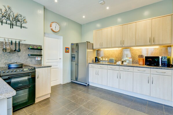 Microwave, oven, dishwasher, high chair