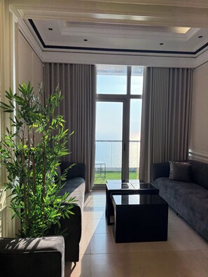Romantic Apartment, Sea View, Tower | Living area - Damac Al Jawharah Tower Apartments (Jeddah)