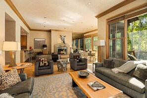 TV, fireplace - Owl Creek 20 | Luxury family home with private balcony, deck, hot tub, and patio - near lifts! (Snowmass Village)