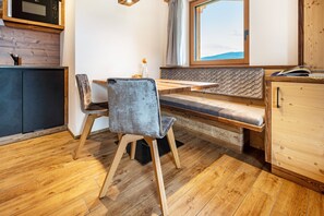 Dining - Holiday Apartment "Forchnerhof Apt 3" with Mountain View, 2 Private Terraces & Wi-Fi (Terenten)