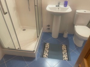 Regadera, secadora de cabello, toallas 