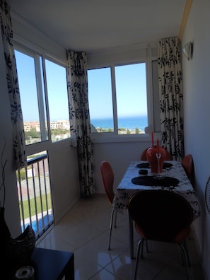 Dining - Studio Apartment "Deluxe El Faro" with Sea View, Shared Pool & Wi-Fi (Torrox Costa)