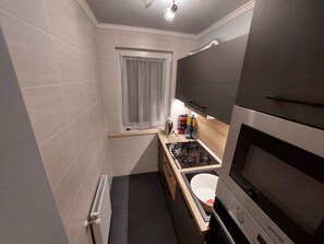 Fridge, microwave, stovetop, toaster