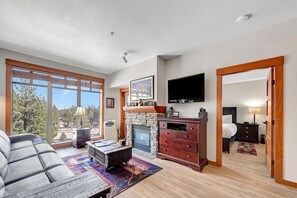 TV, fireplace